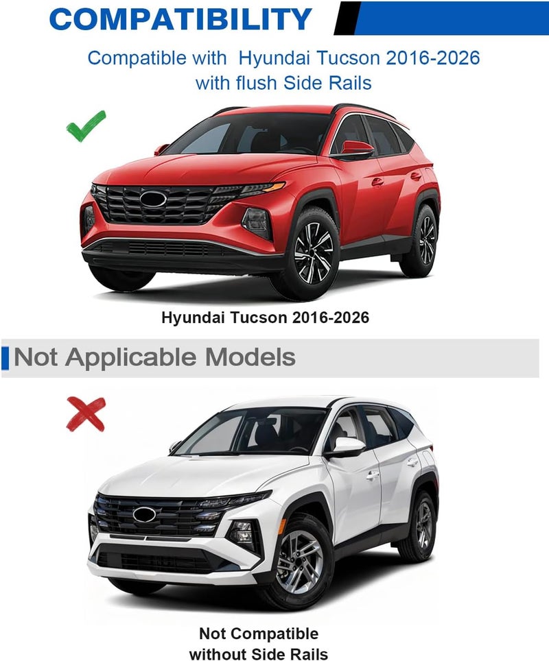 wonderdriver Roof Rack Cross Bars 220lbs Compatible with Hyundai Tucson 2016-2026 SEL/N Line/Limited, Heavy Duty Aluminum Lockable Roof Rails Crossbars Black Rooftop Cargo Carrier Luggage - Image 2